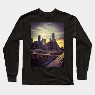 Brooklyn Bridge Manhattan Skyline Sunset New York City Long Sleeve T-Shirt